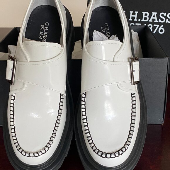 Platform Derby Loafers - G.H. Bass, size 9, blk/wht - Picture 1 of 4